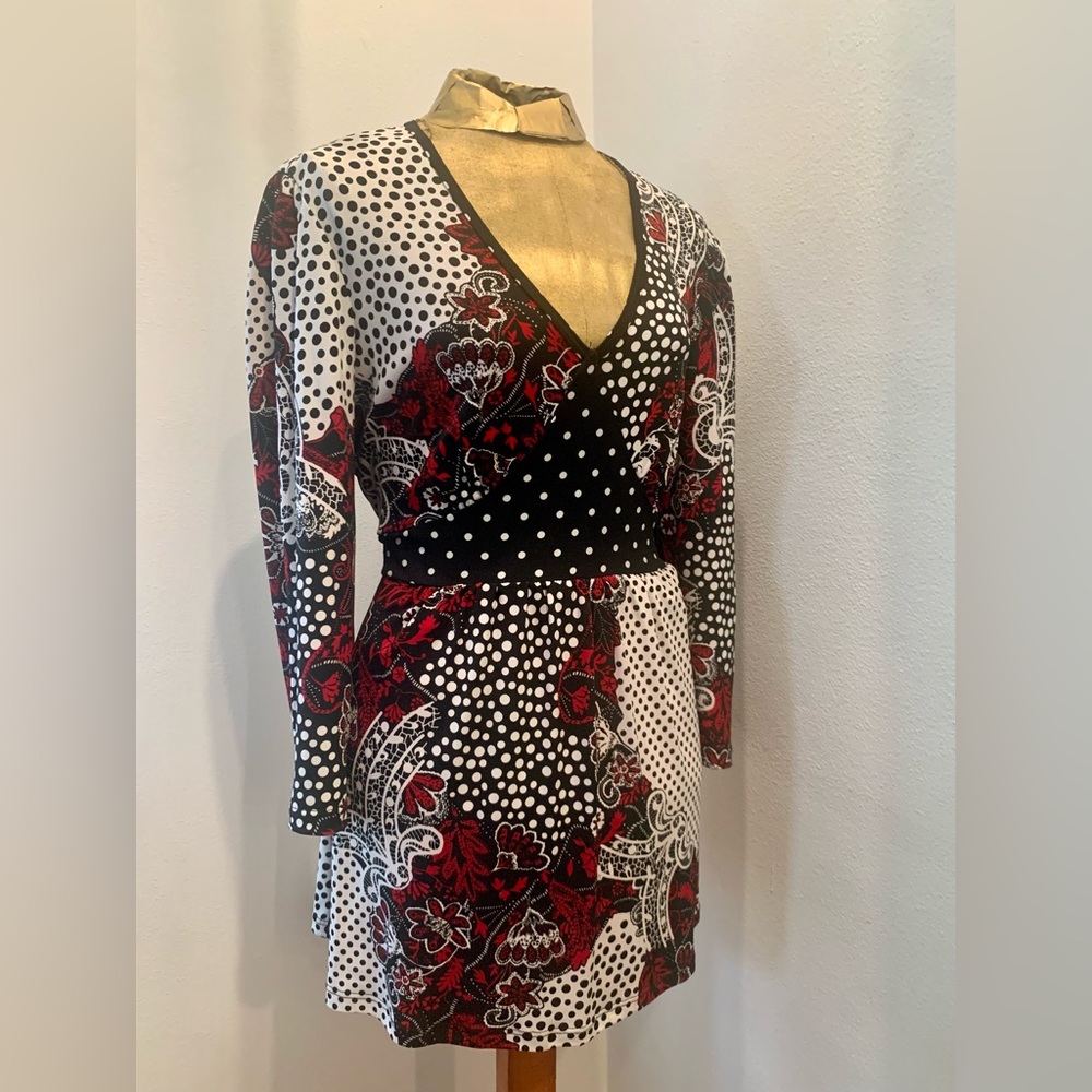 Carole Little Colorful Tie Up in the Back Blouse - Size Medium